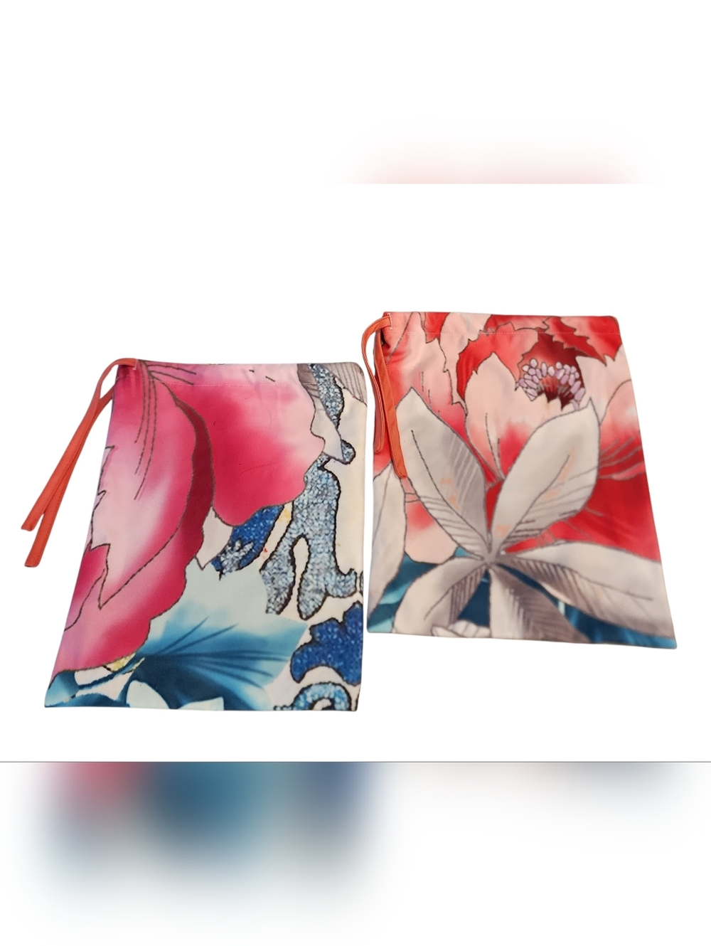 2 Johnny Was Floral Dust Bags Pink, Blue, Yellow - Picture 2 of 6